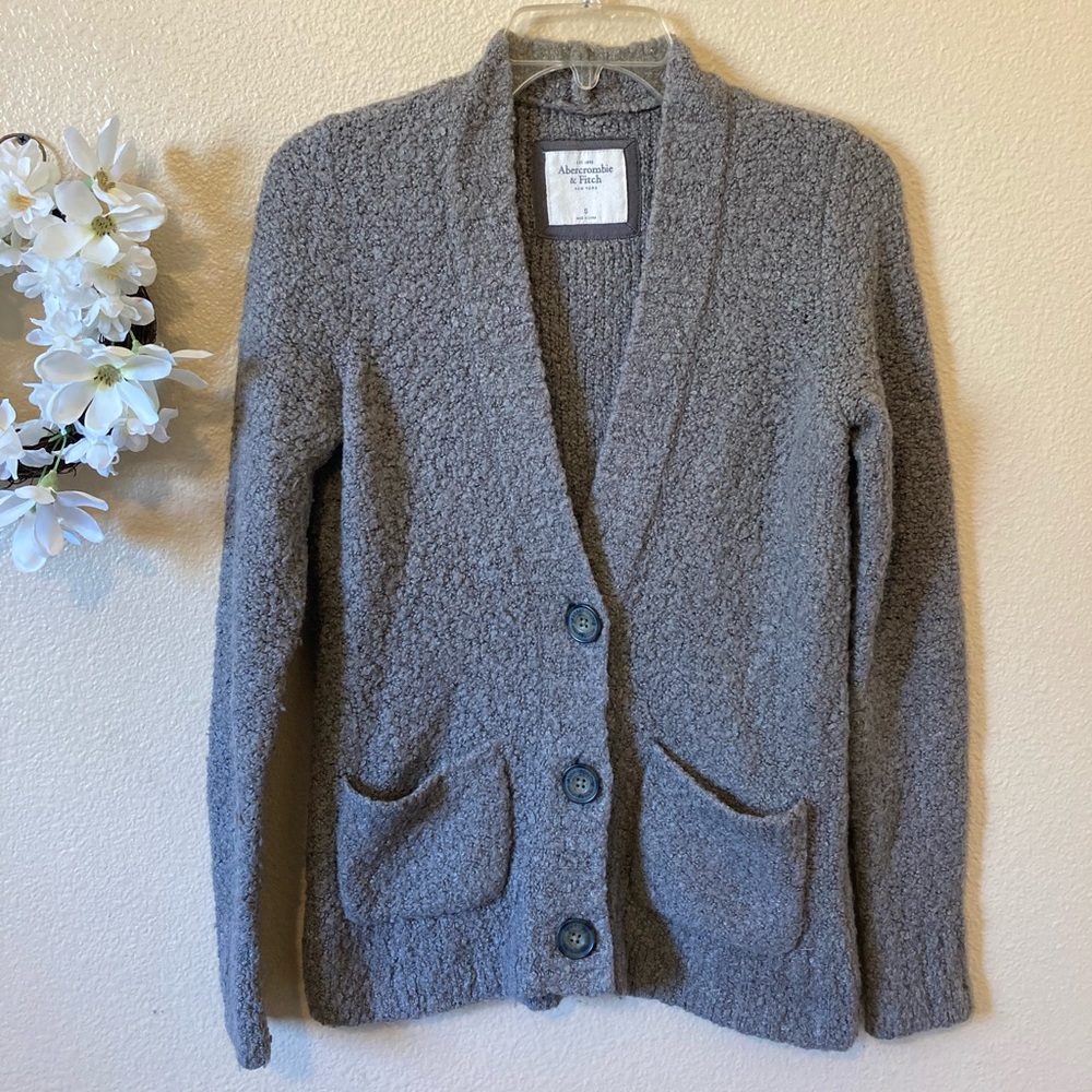 Hollister-Wool Blend Button Front Pocket Cardigan-S